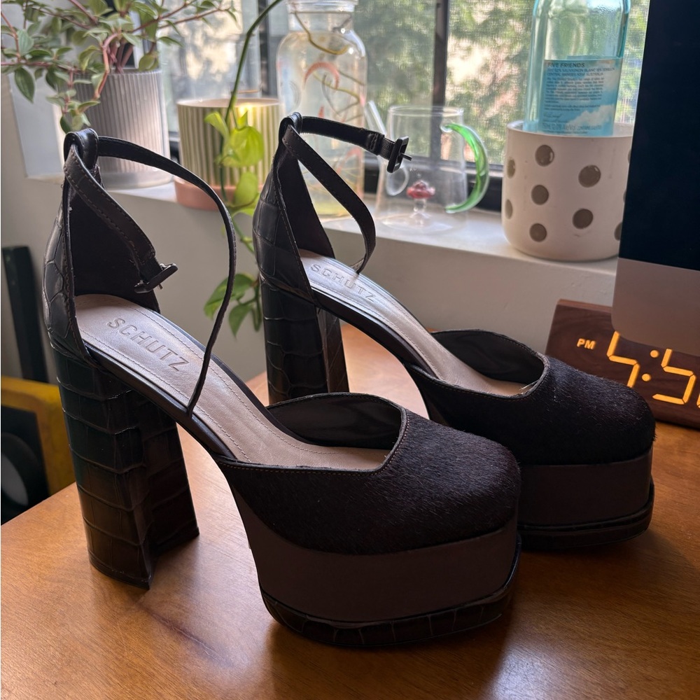 SCHUTZ Dark Brown Platform Shoes